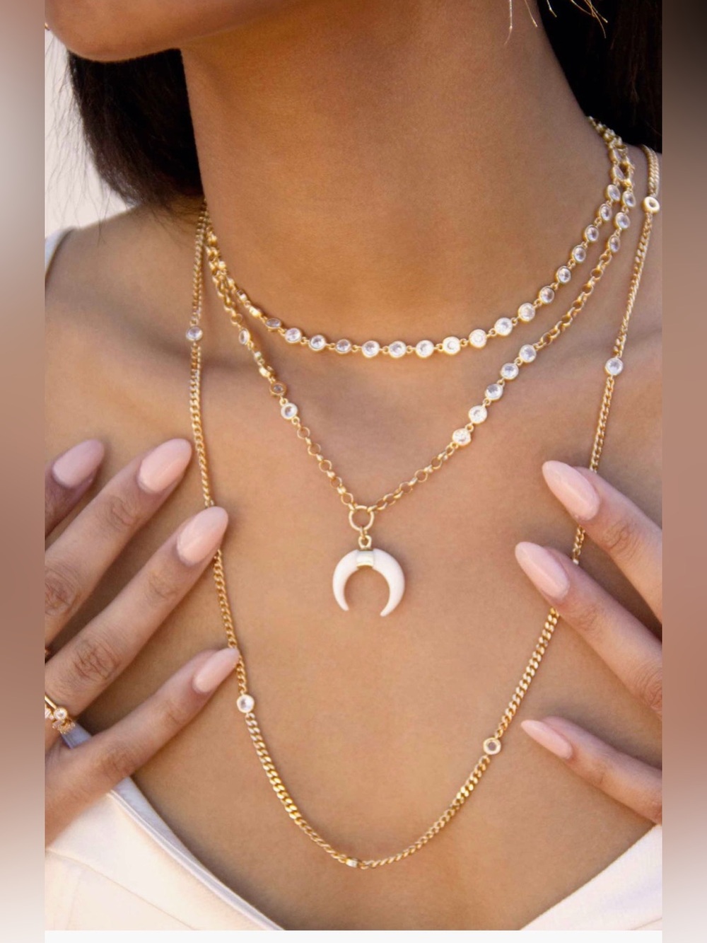 Ettika Set of 2 Horn Jewel Necklaces